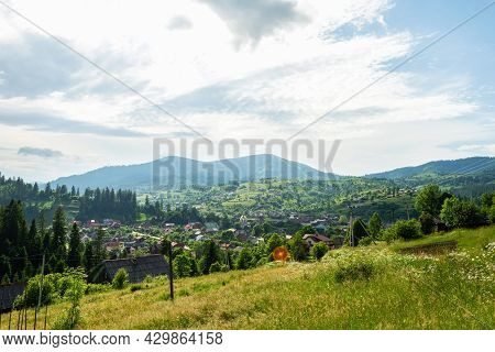 Nice View Of The Mountain Village. Slavsk. Carpathians. Ukraine Travels