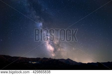 Milky Way Over The Mountains Of Monte San Parteo And Monte Grosso In The Balagne Region Of Corsica