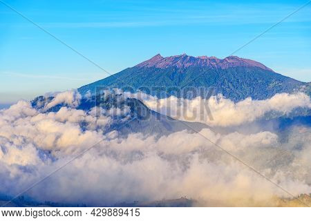 Landscape View Of Mount Raung Seen From Of Mount Ijen, Banyuwangi, East Java, Indonesia.