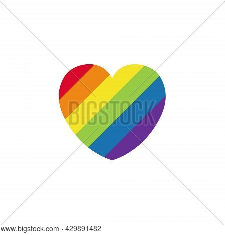 Pride Lgbt Heart Vector Icon. Lesbian Gay Bisexual And Transgender Community Concept. Flat Design Sy