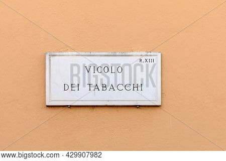 Street Name Via Anicia - Engl: Leaf Street -  Painted At The Wall In Rome, Italy