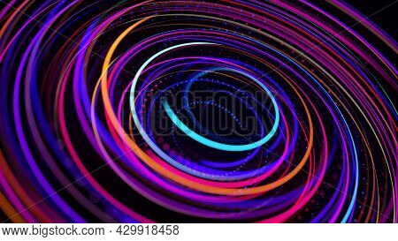 3d Render. Light Flow Form Ring Structure. Light Effect As Abstract Background With Light Trails, St