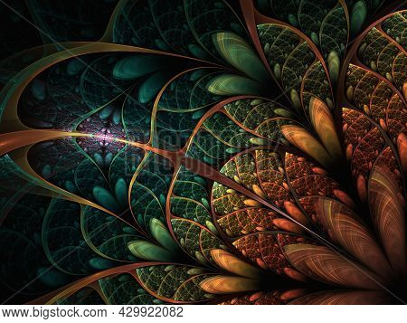 Beautiful Fractal Flower In Stained-glass Window Style. Artwork For Creative Design, Computer Genera