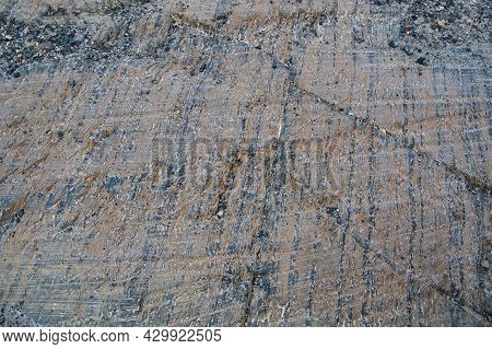 The Glacial Striations On The Rock.   Columbia Icefield Area And The Athabasca Glacier Ab Canada