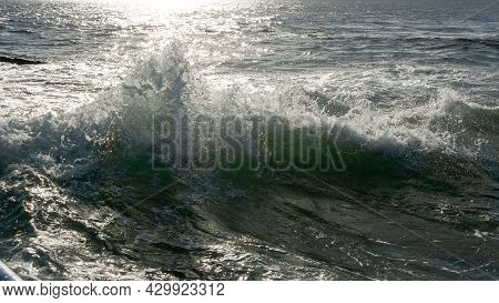 Waves Of Rough Sea Crashing Against Each Other.