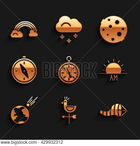 Set Compass, Rooster Weather Vane, Cone Meteorology Windsock Wind, Sunrise, Comet Falling Down Fast,
