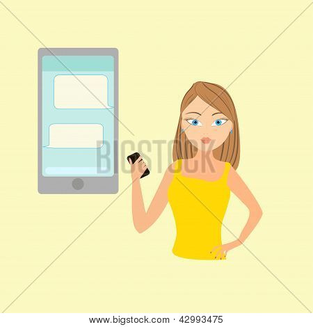 dívka s telefonem