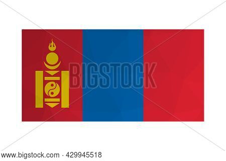 Vector Isolated Illustration. National Mongolian Flag. Official Ensign Of Mongolia With Soyombo Symb