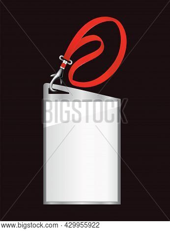 Blank Identification Badge. Template Of Plastic Plastic Name Holder. Pass Card, Personal Office Tag 
