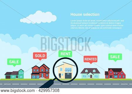 Houses Infographic Flat Style Design Vector Illustration. City Infographic With Grass And Houses. Ma