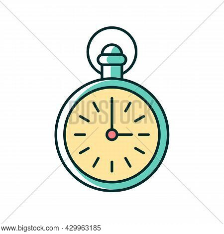 Antique Pocket Watch Rgb Color Icon. Vintage Accessory. Male Fashion. Collectible Mechanical Pocketw