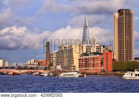 London, Uk - May 14, 2012: South Bank View With Oxo Tower Building Next To River Thames In London. O
