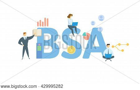Bsa, Bank Secrecy Act. Concept With Keyword, People And Icons. Flat Vector Illustration. Isolated On