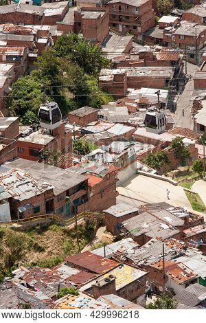 Medellin, Colombia, October 5, 2011: The Poor Housing Construction And Living Conditions In Colombia