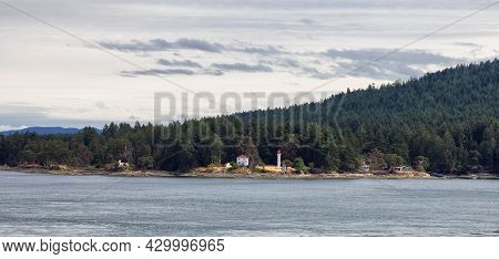 Panoramic View Of Beautiful Gulf Islands During A Sunny Day. Located Near Mayne And Vancouver Island