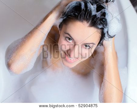 Woman Takes Bath