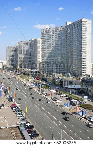 MOSCOW - MAY 10: New Arbat Street at sunny day, on May 10, 2013 in Moscow, Russia. Highway, called the New Arbat, was built in 1963.