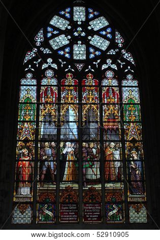Stained Glass Window In Brussels's Cathedral