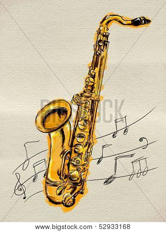 Saxophone Painting Image - music background