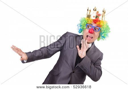 Businessman with crown isolated on white