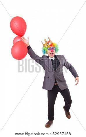 Businessman with crown isolated on white