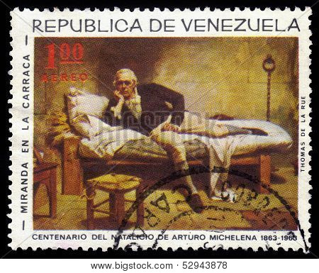 Arturo Michelena, Miranda In The Carrack, old stamp