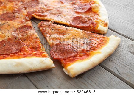 Appetizing slice of pizza
