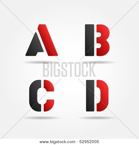 Abcd Red Stencil Letters