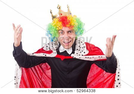Businessman with crown isolated on white