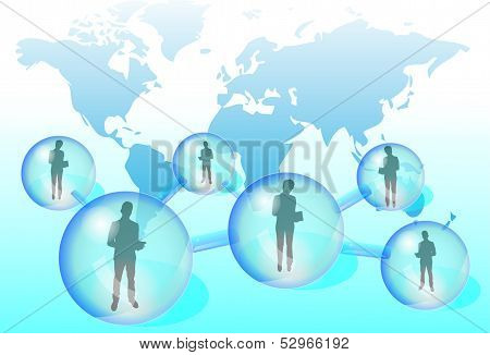 Ilustración de empresarios con Tablet PC en red social