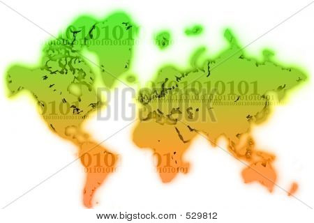 World Map Flat Digits6