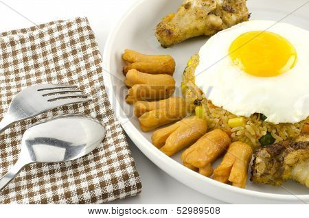 American Fried Rice Isolated On White