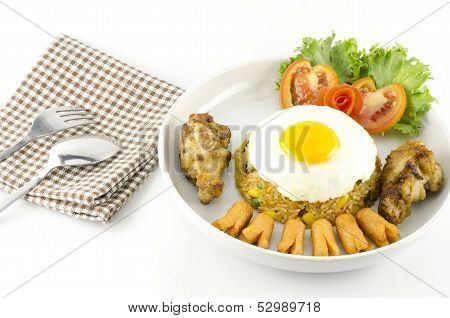 American Fried Rice Isolated On White
