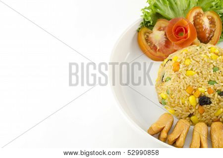 American Fried Rice Isolated On White