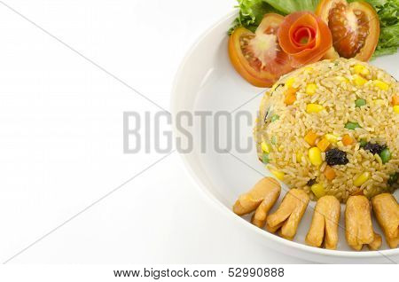 American Fried Rice Isolated On White