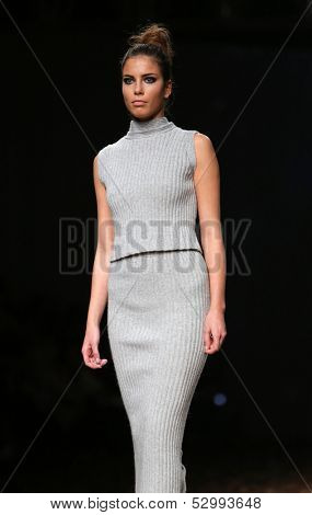 ZAGREB, CROATIA - OCTOBER 25: Fashion model wearing clothes designed by Etna Maar on the Cro a Porter show on October 25, 2013 in Zagreb, Croatia.