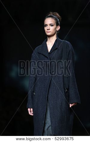 ZAGREB, CROATIA - OCTOBER 25: Fashion model wearing clothes designed by Etna Maar on the Cro a Porter show on October 25, 2013 in Zagreb, Croatia.