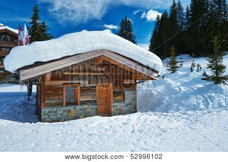 Mountain ski resort with snow in winter, Courchevel, Alps, France