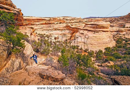 Hiking Out Of A Desert Canyon