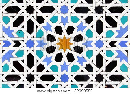 Traditional moorish ceramic pattern, Andalusia, Spain (about 15-th century)
