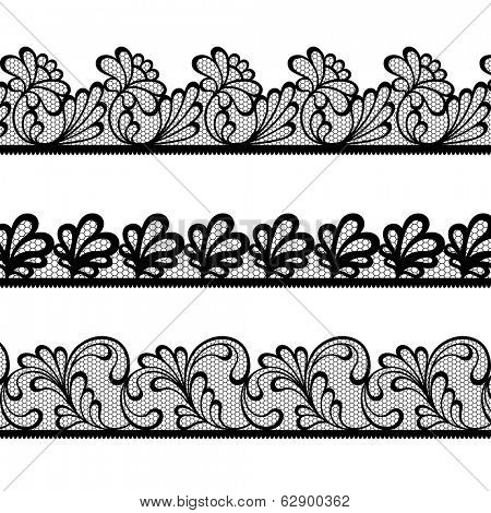 Set of black lace vector borders