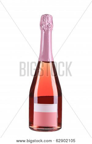 Botlle of pink fruit champagne.