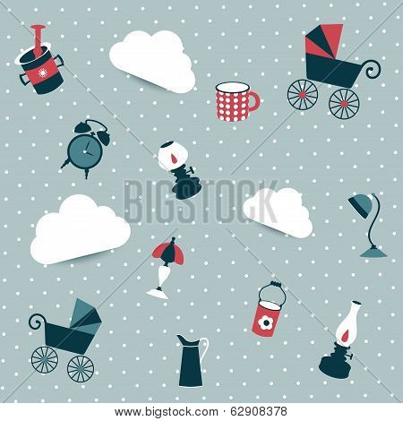 Wallpaper design. Retro stuff concept.