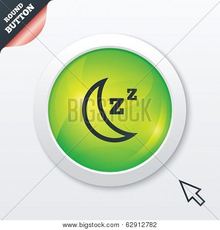 Sleep sign icon. Moon with zzz button.