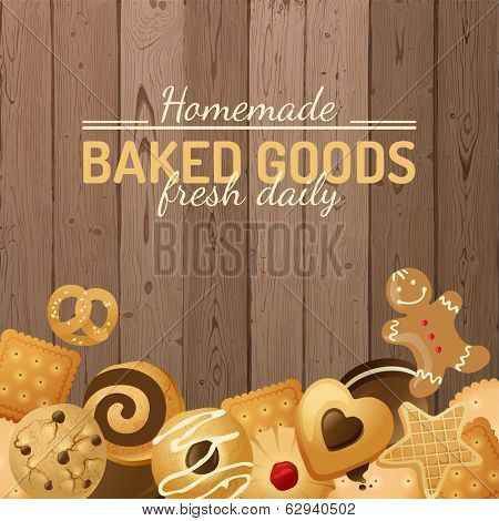 bright background with cookies