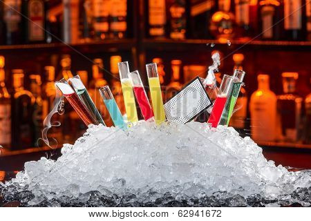 Colorful Cocktails In A Test Tube