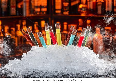 Colorful Cocktails In A Test Tube
