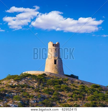 Denia Torre del Gerro tower in Mediterranean Alicante at Spain