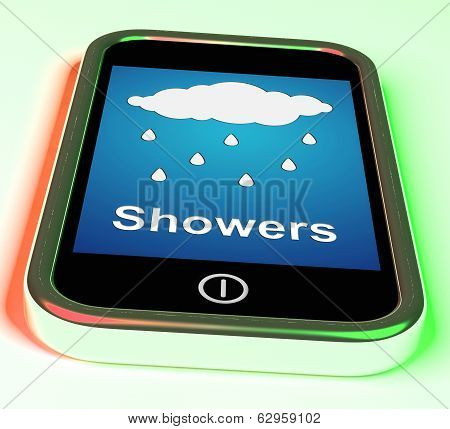 Showers On Phone Means Rain Rainy Weather