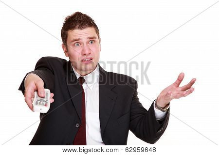 Man With Remote Control Changing Channel